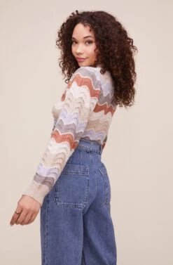 Emma Chevron Sweater 16 Emma Chevron Sweater -Astr The Label Shop ACT16173 TAUPE BLUE MULTI 4