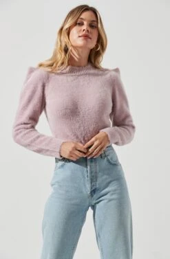 Caroline Fuzzy Knit Sweater -Astr The Label Shop ACT16247B PINKLILAC 1