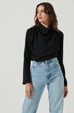 Amelia Mock Neck Top -Astr The Label Shop ACT16268 BLACK 2