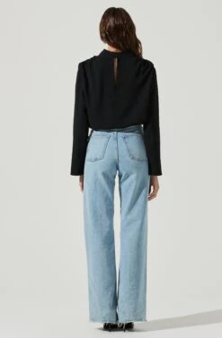 Amelia Mock Neck Top -Astr The Label Shop ACT16268 BLACK 4