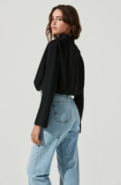 Amelia Mock Neck Top -Astr The Label Shop ACT16268 BLACK 5