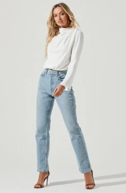 Amelia Mock Neck Top -Astr The Label Shop ACT16268 WHITE 1