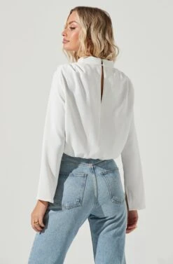 Amelia Mock Neck Top -Astr The Label Shop ACT16268 WHITE 4