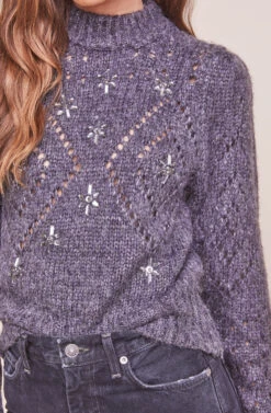 Emma Puff Sleeve Sweater -Astr The Label Shop ACT16279 MIDNIGHT 3