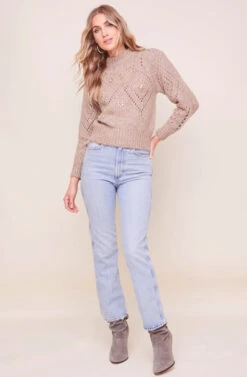 Emma Puff Sleeve Sweater -Astr The Label Shop ACT16279 LATTE 1