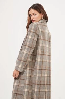 Raquel Plaid Double Breasted Coat -Astr The Label Shop ACT16283B GREY BROWNPLAID 6