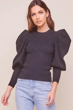 Elina Puff Sleeve Sweater 16 Elina Puff Sleeve Sweater -Astr The Label Shop ACT16298 BLACK 2