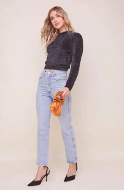 Belle Fuzzy Knit Sweater -Astr The Label Shop ACT16300 BLACK 1