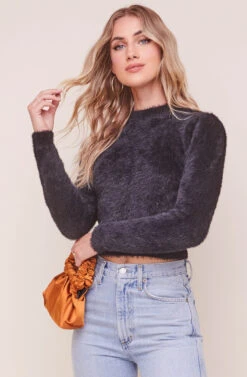 Belle Fuzzy Knit Sweater -Astr The Label Shop ACT16300 BLACK 2