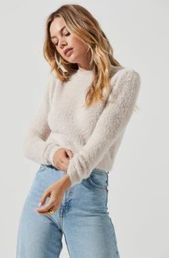 Belle Fuzzy Knit Sweater -Astr The Label Shop ACT16300 CHALK 2