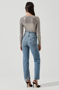 Tinsley Long Sleeve Wrap Bodysuit -Astr The Label Shop ACT16453 CHAMPAGNE 0397