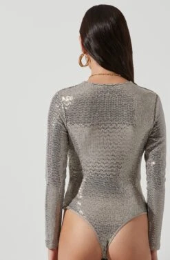 Tinsley Long Sleeve Wrap Bodysuit -Astr The Label Shop ACT16453 CHAMPAGNE 0406