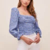 Tonina Floral Square Neck Top 1 Tonina Floral Square Neck Top -Astr The Label Shop ACT16469 BLUEIVORYFLORAL 2