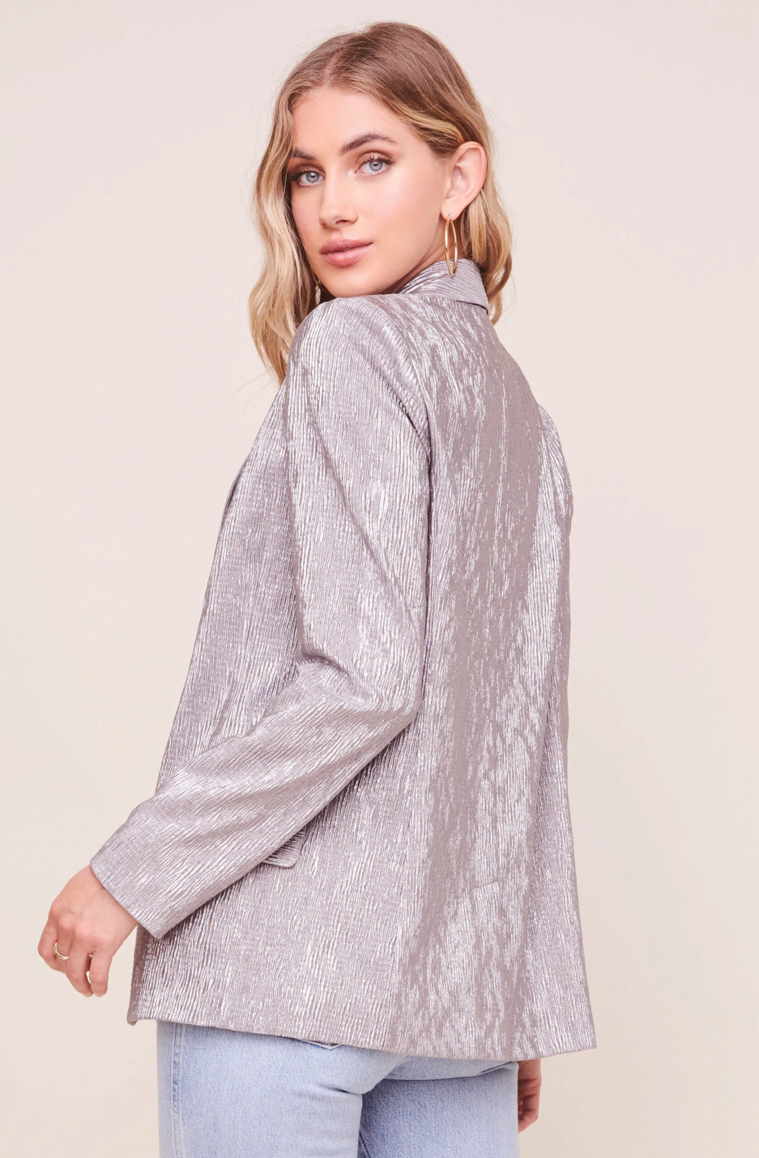 Ayla Metallic Plisse Blazer 4 Ayla Metallic Plisse Blazer - Image 2