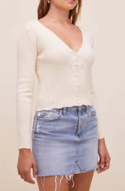 Dita Pearl Button Cardigan -Astr The Label Shop ACT16538 CREAM 5