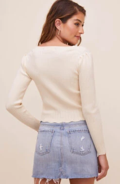 Dita Pearl Button Cardigan -Astr The Label Shop ACT16538 CREAM 7