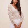 Angelica Pointelle Knit Cardigan -Astr The Label Shop ACT16550 CREAM 3