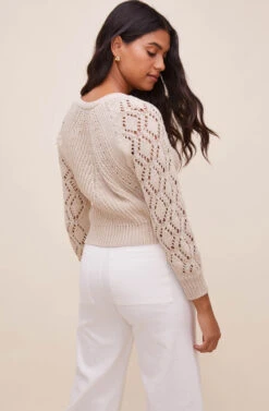 Angelica Pointelle Knit Cardigan -Astr The Label Shop ACT16550 CREAM 6