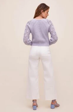 Angelica Pointelle Knit Cardigan -Astr The Label Shop ACT16550 PERIWINKLE 6