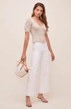 Cosette Pointelle Sweater -Astr The Label Shop ACT16551 CREAM 1