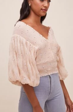 Ginny Floral Smocked Puff Sleeve Top 13 Ginny Floral Smocked Puff Sleeve Top -Astr The Label Shop ACT16562 CREAMFLORAL 5