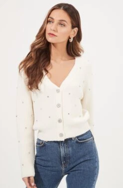 Tea Party Rhinestone Embellished Cardigan