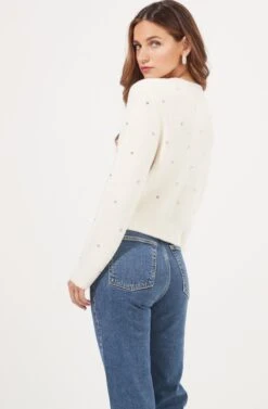 Tea Party Rhinestone Embellished Cardigan 13 Tea Party Rhinestone Embellished Cardigan -Astr The Label Shop ACT16569R IVORY 6