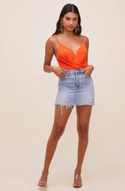 Anissa Plunge Bodysuit -Astr The Label Shop ACT16597 HOTORANGE 2