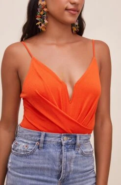 Anissa Plunge Bodysuit -Astr The Label Shop ACT16597 HOTORANGE 4