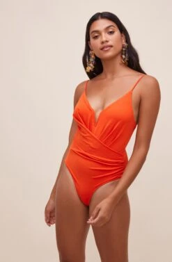 Anissa Plunge Bodysuit -Astr The Label Shop ACT16597 HOTORANGE 8