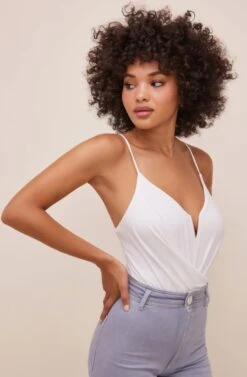Anissa Plunge Bodysuit -Astr The Label Shop ACT16597 WHITE 3