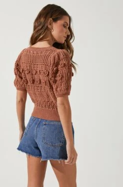 Winslow Flower Embroidery Knit Sweater -Astr The Label Shop ACT16605 RUST 4