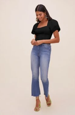 Tanya Square Neck Top -Astr The Label Shop ACT16613 BLACK 1
