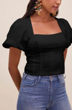Tanya Square Neck Top -Astr The Label Shop ACT16613 BLACK 4