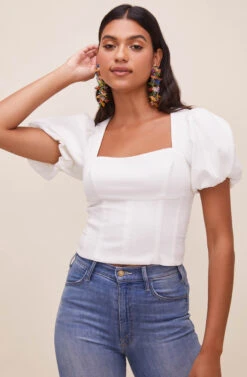 Tanya Square Neck Top -Astr The Label Shop ACT16613 WHITE 3