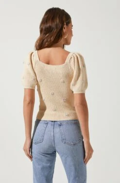 Bria Floral Embroidered Sweater 10 Bria Floral Embroidered Sweater -Astr The Label Shop ACT16627 BEIGEMULTI 4