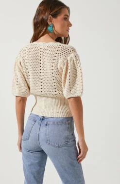 Peyton Scallop Edge Pointelle Cardigan -Astr The Label Shop ACT16632 NATURAL 4