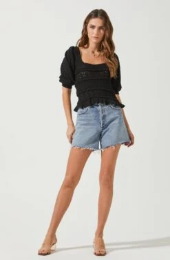 Hera Crochet Sweater 16 Hera Crochet Sweater -Astr The Label Shop ACT16634 BLACK 1