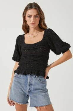 Hera Crochet Sweater 14 Hera Crochet Sweater -Astr The Label Shop ACT16634 BLACK 2