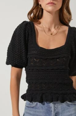Hera Crochet Sweater 15 Hera Crochet Sweater -Astr The Label Shop ACT16634 BLACK 3