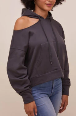 Swift Shoulder Cutout Hoodie -Astr The Label Shop ACT16638 SLATEGREY 8