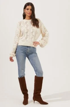 Soulmate Pointelle Knit Sweater -Astr The Label Shop ACT16669 CREAM 1