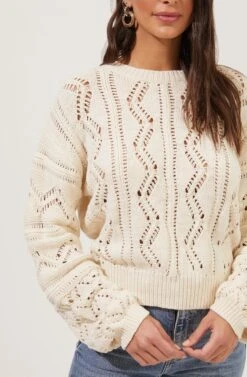 Soulmate Pointelle Knit Sweater -Astr The Label Shop ACT16669 CREAM 3