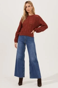 Soulmate Pointelle Knit Sweater -Astr The Label Shop ACT16669 RUST 2