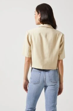 Melrose Short Sleeve Jacket 10 Melrose Short Sleeve Jacket -Astr The Label Shop ACT16704 NATURAL 3