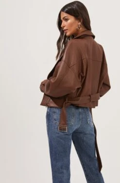 Rubia Faux Leather Moto Jacket -Astr The Label Shop ACT16740 BROWN 6