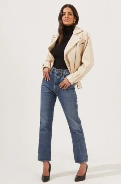 Rubia Faux Leather Moto Jacket -Astr The Label Shop ACT16740 CREAM 1