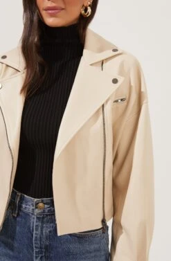 Rubia Faux Leather Moto Jacket -Astr The Label Shop ACT16740 CREAM 3