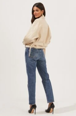 Rubia Faux Leather Moto Jacket -Astr The Label Shop ACT16740 CREAM 4