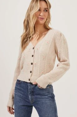 Tea Party Embroidered Flower Cardigan